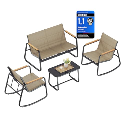 SONGMICS Gartenmöbel-Set, 2 Schaukelstühle mit Tisch, mit...