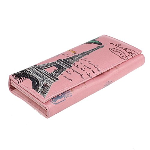 Chianrliu Motif De La Tour De Papillon Femmes Longue Bourse Embrayage Portefeuille Titulaire De La Carte De Sac (Rose)