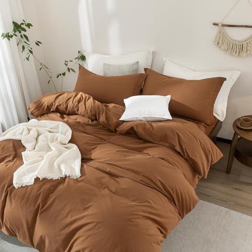 Warm Moment 3Pcs Dark Orange Oversized Queen Duvet Cover Set Washed Cotton by Warm Moment - Used condition - Image 6