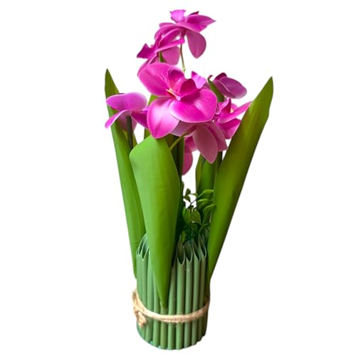Image of Garden Art Pack of 1 Artificial Phalaenopsis Orchid Bonsai Bunch, 6 Heads, 9 Flowers, 31cm GAAPHOB-6H-31PL (Purple)