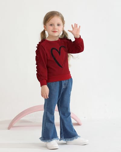 Image of Weebaby Toddler Girl Clothes Infant Girl Sweatsuit Baby Pant Set Outfits Fall Winter Clothing Little Clothes for Girl