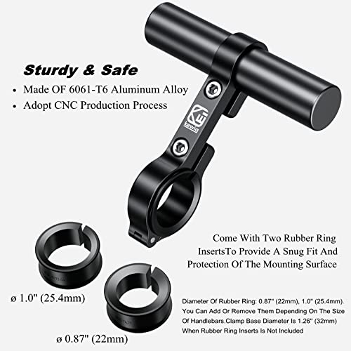 Brcovan Aluminum Alloy Handlebar Extensions For Bicycle & Motorcycle, Bike Handlebar Extender With Single Mounting Clamp Bracket, Fit For Handlebars 0.87'' To 1.26'' In Diameter #TOP3