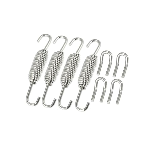 Image of 1 Set 31mm 1.22 inch Motorcycle Exhaust Pipe Spring with U Shape Hooks Stainless Steel Silver Tone Replacement