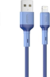 كابل شحن ونقل بيانات اكس 65 برايم من هوكو، (2.4 امبير- 1 متر) مقبس لايتننج لموبايل ابل ايفون وايباد وايربودز- لون ازرق