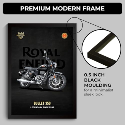 Image of Funk You Store Royal Enfield Bullet Poster | Framed RE Bullet 350 A4 Sized (31 x 23 cm) | Bike Poster for Wall, Gift for Boys, Bike Frames | Bikes Posters for Wall, Bedroom, Hostel, Study Room