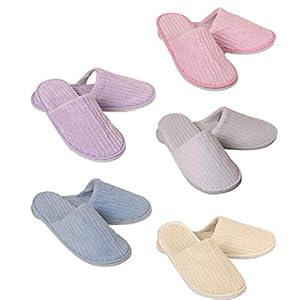 Hotelslippers, 5 paar, kleurrijke pantoffels, set badslippers, slippers, sloffen, gastenschoenen, universele maat…