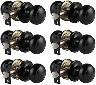 Probrico Interior Door Knobs Matte Black Finish, Passage Door Knobs Keyless Universible Handle for Hall Closet, 6 Pack