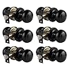 Probrico Interior Door Knobs Matte Black Finish, Passage Door Knobs Keyless Universible Handle for Hall Closet, 6 Pack