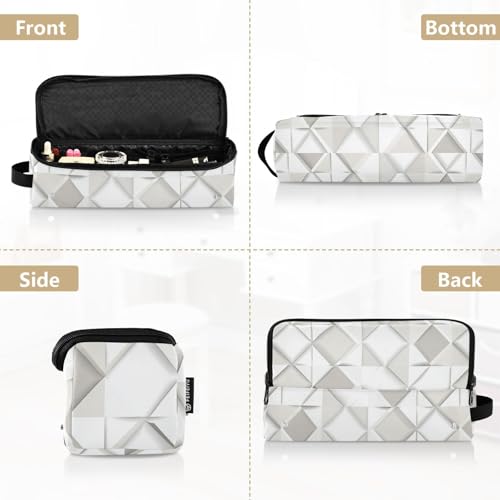 Bolsa para herramientas de cabello para mujeres con almohadilla resistente al calor impermeable organizador de viaje para plancha y accesorios de cuidado capilar, esencial blanco rhomboide para viajes miniatura 5