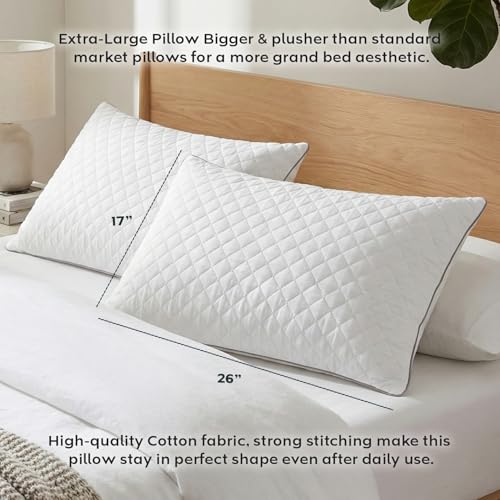 Image of AYKA Premium Microfiber Pillow for Sleeping | Super Soft & Fluffy Bed Pillow | 100% Virgin Microfiber Filling | Breathable | Ideal for All Sleeping Positions | 17x27 Inch | White | Pack of 2