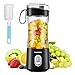 Portable Blender USB Rechargeable, Personal Size Blender for Shakes and Smoothies, Mini Smoothie Blender with 6 Ultra-sharp Blades, 13.5Oz & Cleansing Brush for Travel, Office and Outdoors