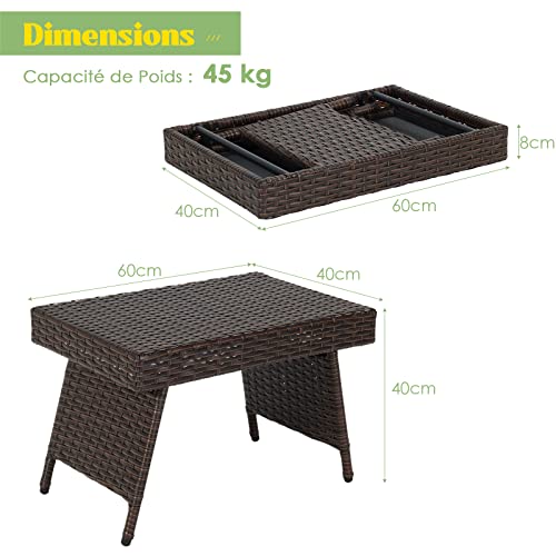 Table Basse Tressée Pliante sans Assemblage pour Gagner de l'Espace - 4