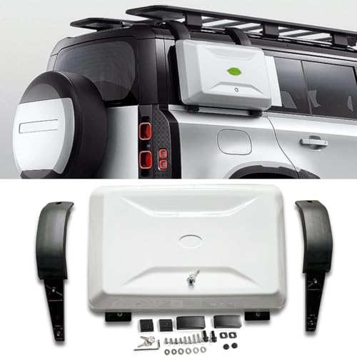 White Exterior Mounted Gear Carrier Side Toolbox Storage Box with Lock Fits for Land Rover Defender 110 2020 2021 2022 2023 2024 2025