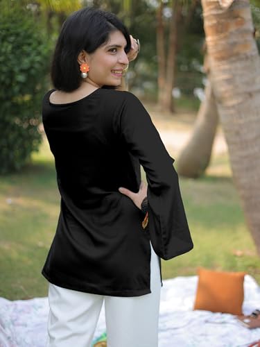 Image of Youthnic Women's Light Green Rayon Yoke Embroidery Straight Short Kurti | Office Wear Kurti | College Wear Kurti | Tunic Top