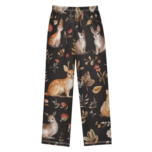ZZXXB Bunny Deer Flowers Boys Long Pants Soft Trousers Elastic Waist Kids Lounge Bottoms with Pockets S-XL2