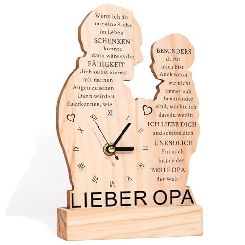 CheriGift Geschenke für Opa zum Vatertag, Silhouette Holzuhr Geschenke, Opa Geburtstag Geschenk, Bedeutungsvolles Andenken, DIY-Uhr Geschenk zum Weihnachten, Erntedankfest