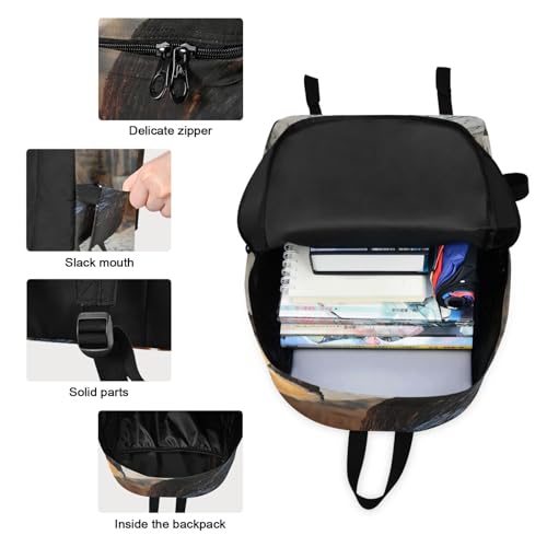 Backpack Lunch Box Set Large Capacity Travel Backpacks and Insulated Lunch Bag for Commute Hiking Picnic Gothic Crow Candle Print3