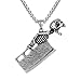 LRKZ Punk Style en Acier Inoxydable Boucher Couteau Tête de Crâne Bière Tire-Bouchon Pendentif Collier Bijoux pour Hommes,Pearl Chain