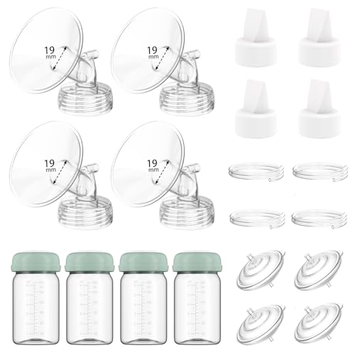Image of 4 Full Pump Parts Kits for Spectra S1/S2/9 Plus/Synergy Gold, Replacement Kit for Spectra Pump Parts 4PC,Include 19mm Flange, Duckbill Valve, Tube, Bottle, Backflow Protector, Not Original Accessories