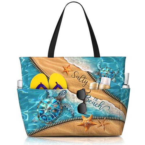 Large Beach Tote Bag Beach Bag Waterproof Sandproof Lightweight Women Tote