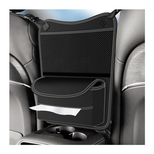 CGEAMDY Leather Handbag Holder Car Between Seats, Car Seat Durable Hanging Large Capacity Front Seat Storage Bag, Car Net Pocket Handbag Holder Between Front Seat, For Documents Phone and Purse