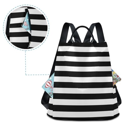 Image of ALAZA Black White Stripes Trips Hiking Camping Rucksack Pack for Women
