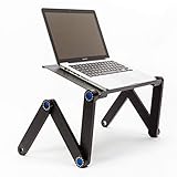 Laptop Ständer faltbar: Die Halterung bietet die Möglichkeit eines tragbaren Schreibtisches. Durch das faltbare Konzept wird die Größe minimalisiert und erleichtert damit den Transport. Zudem ist keine extra Montage nötig, da sie das Produkt zur Nutzung nur auffalten müssen. Das leichte und robuste Material vereinfacht zusätzlich den Transport.