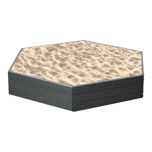 Sandkasten Garten Nachahmung Holz 148x129x25 cm anthrazit -perfekt für Frühling und Sommer