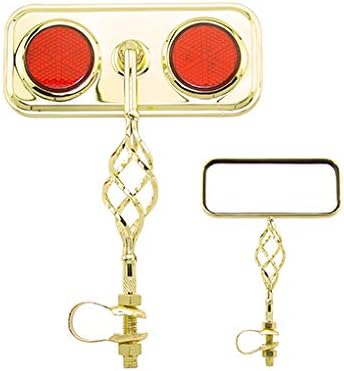 Lowrider Rectangle Cage Mirror Gold with Red Reflectors. Bike Mirror, Bicycle Mirror, Bike Parts, Bicycle Parts