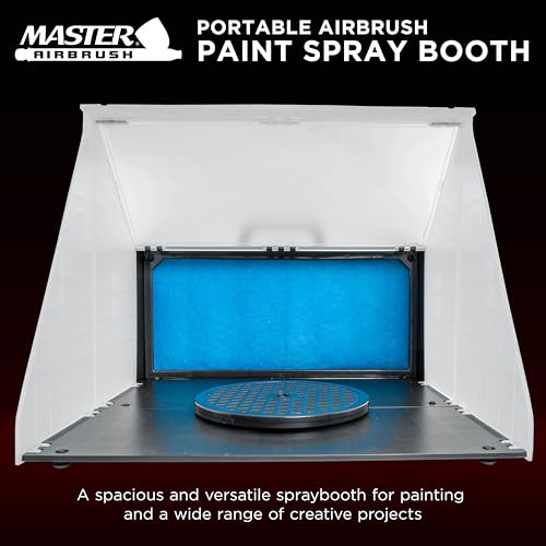 Master Airbrush Portable Airbrush Spray Booth Kit with 25W Fan, Turntable & Extension Hose, 16.5"x19"x13.5" Hobby Airbrush Booth for Painting, Models, Arts, Crafts, Cakes