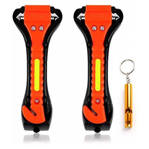 ANGNYA Car Safety Hammer 2Pcs, Emergency Escape Tool Car Window Breaker With Life-Saving Hammer And Seat Belt Cutter First-Aid Survival Tool Cover