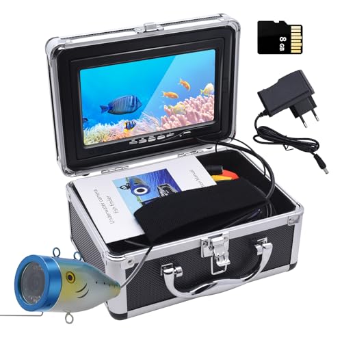 Image of Geloo Underwater Fishing Camera, DVR Video Fish Cam, Portable Video Cameras Fish Finder, Fish Finder Waterproof 1000TVL Fishing Camera 12pcs Infrared Lights for Lake, Boat, Ice Fishing (30M)