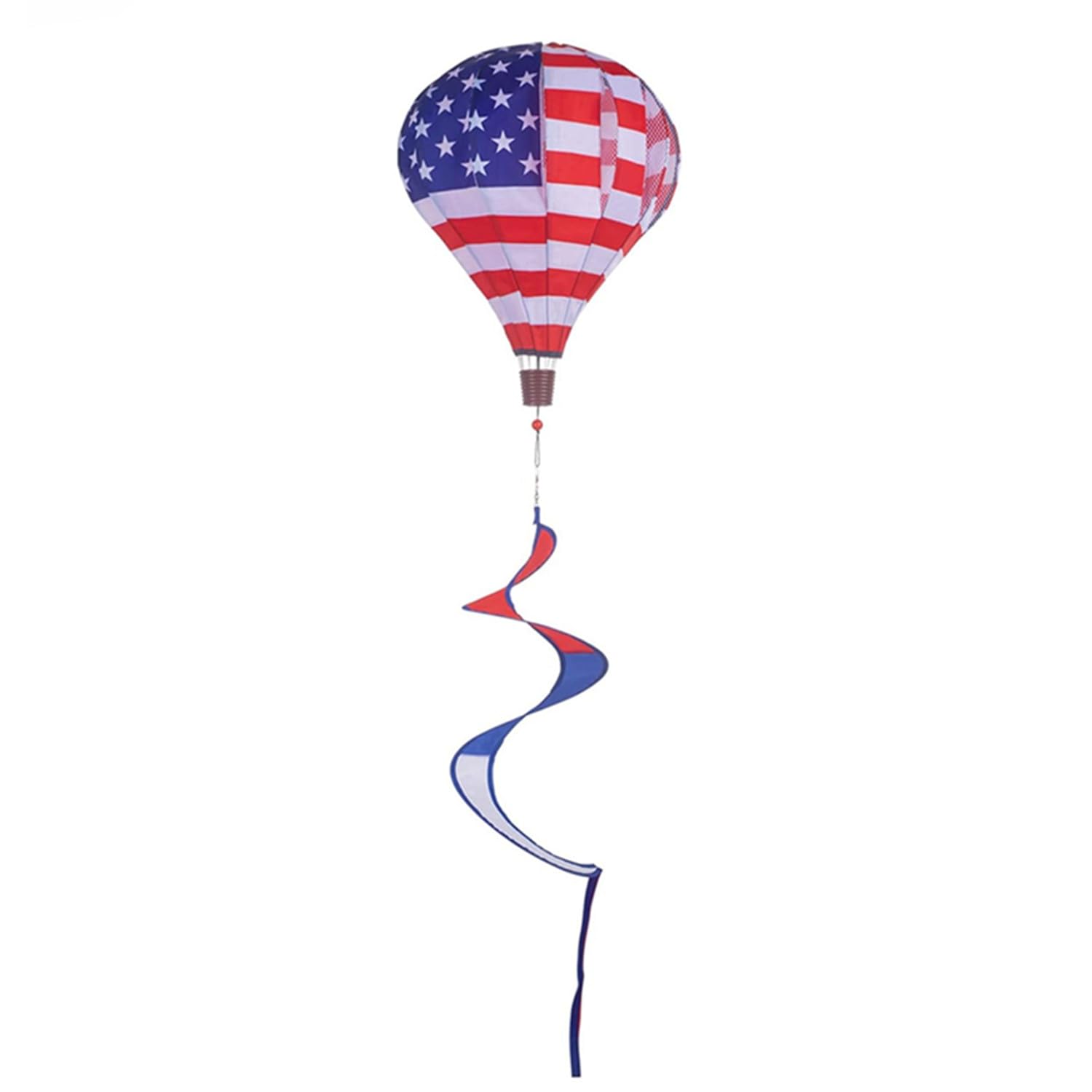 1 Pack American Flag Deluxe Hot Air Balloon Patriotic Everyday Wind Twister Garden Windmills Spinners Decoration 59" L for Outdoors, Lawn, Yard, Ornament Decor, Patriotic Wind Catchers
