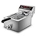 Frytownica Komercyjna frytownica elektryczna 3000 W z koszem, profesjonalna indukcyjna frytownica do ryb na blacie z systemem odwadniania oraz kontrolą temperatury i zegarem (10L)