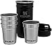Stanley Adventure Pre-Party Flask and Nesting Shot Glass Set | 8 oz Leakproof Hip Flask | 4 Shot Glasses in Travel Carrying Case | Insulated Stainless Steel Liquor Flask | BPA-Free | Matte Black