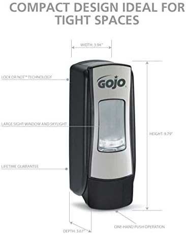 Gojo ADX-7 Manual Foam Hand Soap Dispenser Chrome/Black 700mL 1ct - 8788-06 image 3