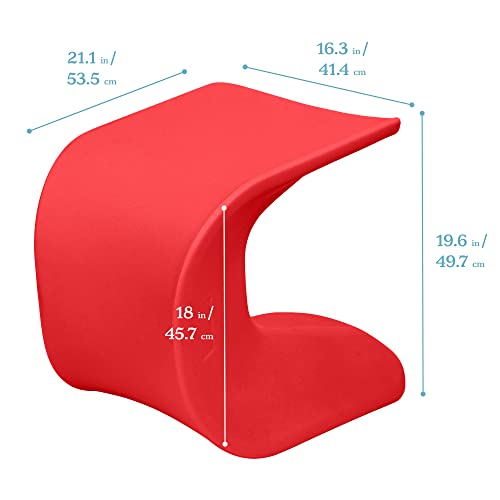 Image of ECR4Kids Wave Seat, 18in - 19.6in Seat Height, Perch Stool, Red