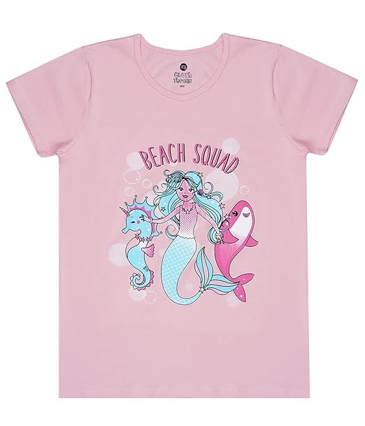 Image of Clotth Theory Girls Super Combed Cotton Regular Fit Round Neck Printed Short Sleeve Tshirt -Combo Pack of 3