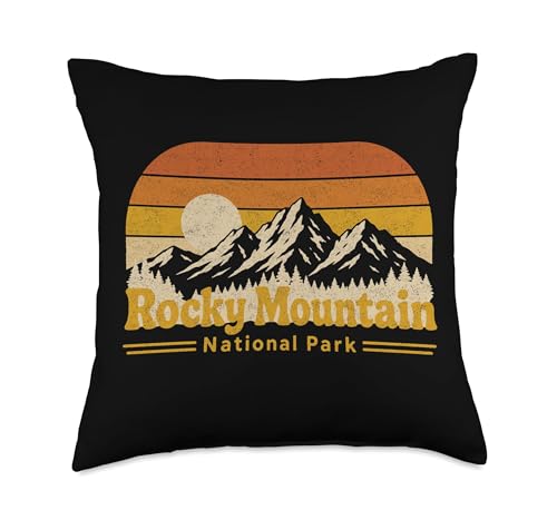Rocky Mountain National Park Colorado Vintage Hiking Throw Pillow