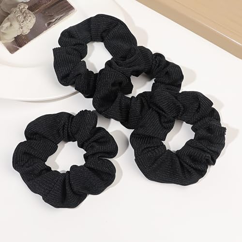 Image of Ivyu Hair Scrunchies for Women - Hair Ties No Damage Both for Thick Hair or Thin Hair Curl Hair No Crease Black Scrunchies Ponytail Holder No Hurt Your Hair