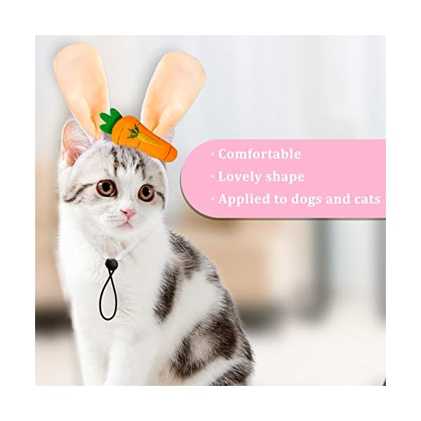 Whaline easter dog headbands easter bunny rabbit ear headwear cute carrot hair band adjustable pet easter party costume accessories for dog cat puppy, 3pcs - image 5