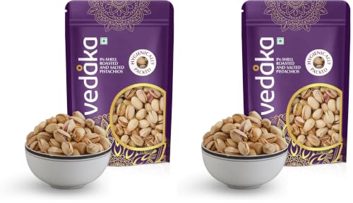 Image of Amazon Brand - Vedaka Roasted And Salted California Pistachios | 250 G | Rich In Protein & Dietary Fiber (Pack of 2)