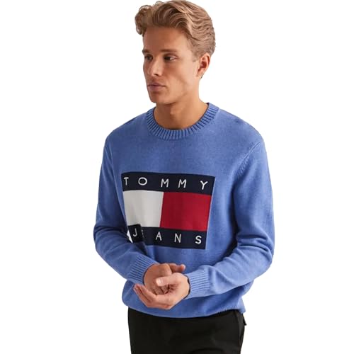 Tommy Jeans Flag Logo Crew Neck Sweater, Tempo Blue Melange2