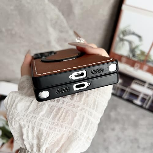 Étui en cuir avec anneau de pliage rétro pour Galaxy A36 5G marron - 2