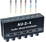aux Input Mixing 2 in 4 Channel Out Headphone Amplifier 3.5mm Mixer Stereo Audio Amp with Ultra-Compact Portable Mini Jack 3.5 Splitter for Studio and Stage