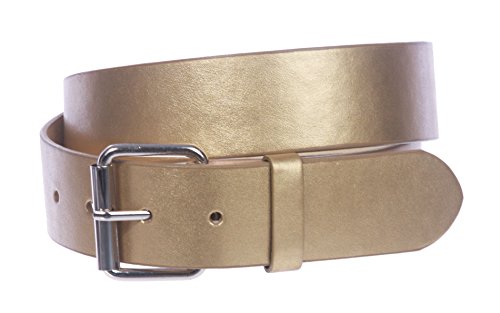 Image of Beltiscool 1 1 /2 inch (38mm) Snap On Plain Leather Jean Belt With Roller Buckle