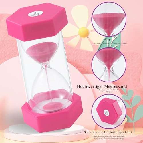 6 Stück Sanduhren, bunte Sanduhren, Farbtimer 1, 3, 5, 10, 15, 30 Minuten, geeignet für Küche, Zuhause, Kinderleben, Spiel-Timer 4
