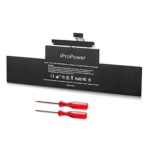 iProPower A1417 Remplacement Batterie pour Apple Macbook Pro 15" A1398 Retina (Mi 2012 Début 2013 Version) MacBook Pro 10.1 Batteries d'ordinateur Portable A1417 [95Wh 10.95V 8460mAh]