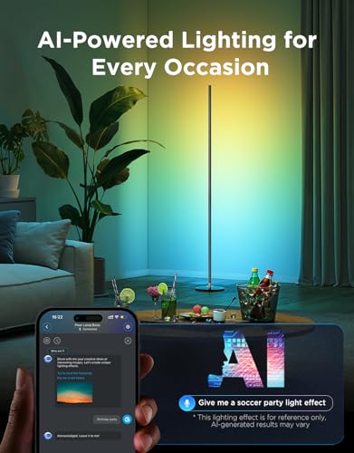 Govee RGBIC Floor Lamp Basic, 1000lm LED Corner Lamp Compatible with SmartThings, Alexa, and Matter, Modern Floor Lamp with Music Sync and 16 Million DIY Colors, Standing Lamp for Bedroom Living Room - image 7