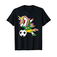Dabbing Unicorn Brazil Soccer Fans Jersey Brazilian Football T-Shirt